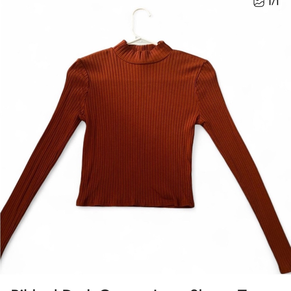 Target Rust Long Sleeve Ribbed Top